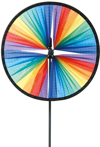 HQ Windspiel Magic Wheel 20 Windrad Gartendeko mit Standstab | Farbenfroh dreht schon bei leichtem Wind wetterfest UV-beständig langlebig für Garten Terrasse & Balkon Rad-Ø20cm, H60xT9cm