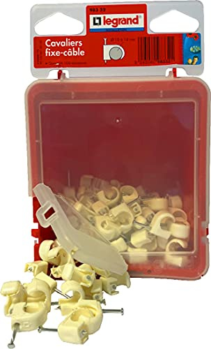 LEGRAND, Nagelschellen, Kabelschellen, Haftclips, mit eingestecktem Nagel, Größe: 10-14mm, 100 Stück, Farbe: Weiß, 098332