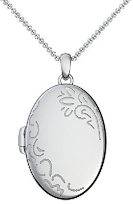 Amoonìc Medaillon Oval Groß Silber 925 Luxus Etui Amulett Antik Vintage Damen Halskette Zum Öffnen Aufklappbar Mit Kette Für Foto Kette FF103 SS92545