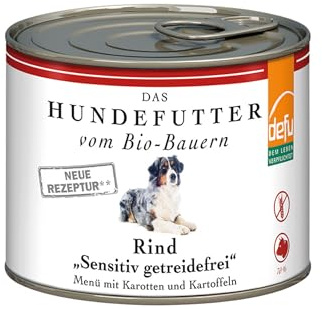 defu Hundefutter | 12 x 200 g | Bio Rind Sensitiv getreidefrei | Premium Bio Nassfutter Menü | Alleinfuttermittel für Hunde