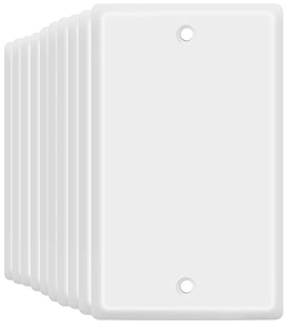 TNP Blank Wall Plate Outlet Cover - Blank Faceplate Socket Insert Jack Plug Panel Cover Single Gang Standard Size (10 Pack,White)