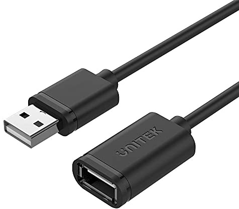 UNITEK Y-C449GBK - Cable de extensión USB 2.0 A macho a USB A hembra de 1,5 m negro/extensión para impresora, teclado, lector de tarjetas, etc