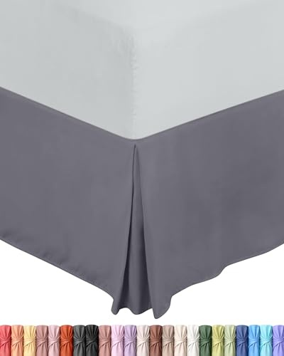 Utopia Bedding Valance Sheet Double, OEKO-TEX Certified, Soft Brushed Polyester Microfiber, Fits Under the Mattress, Pleated Base Bed Skirt with a Drop of 40 cm (Grey)