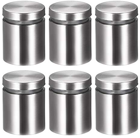 sourcing map 6 Stück Abstandshalter 25×32mm（Dia*H） Edelstahl Schilderhalter Werbeschraube Abstandsschrauben für Schilder Displays, Silber