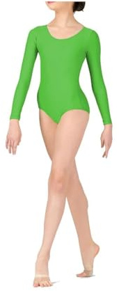 BODYWEAR LTD - Girls Long Sleeve Leotard - Shiny Nylon – Comfortable Fit – Performance Wear - Dance Class Essential - Ballet Gymnastics, Dance, School, Sportswear