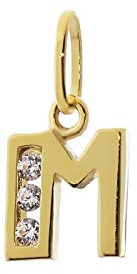 NKlaus Buchstabe M 8 Karat 333 Gold gelbgold Kettenanhänger klein 8mm Alphabet Zirkonia 9241