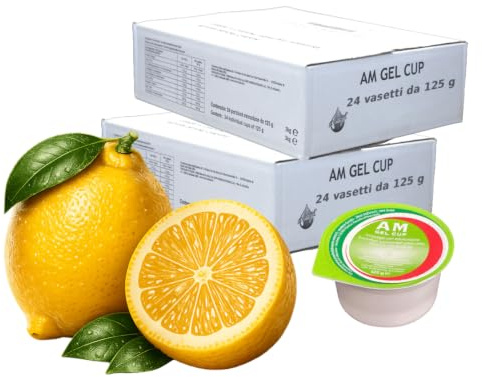 AM Gel Cup Acquagel Limone con Edulcorante Acqua Gelificata - 48 Vasetti da 125g