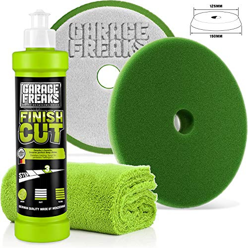 Garage Freaks - Step 3 Hochglanzpolitur 250ml Foam Pad + Edgeless Superflausch Mikrofaser Poliertuch 40x40cm, 550GSM