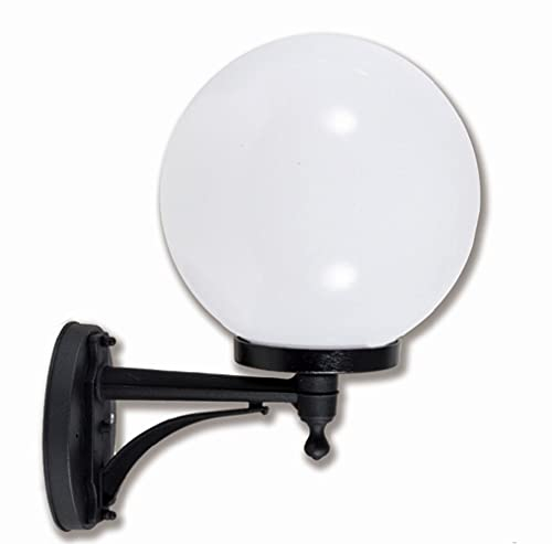 Licht-Erlebnisse Vintage Außenlampe Kugel Schirm IP43 E27 Schwarz Weiß LYNETTE Wandleuchte Haus Garten Eingang