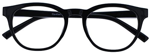 OPULIZE Blu - Occhiali Filtro Luce Blu Montatura Tonda Fashion Cerniere a Molla Migliorano il Sonno Gaming Computer Anti Riflesso Nero Uomo Donna B5-1 +0.00