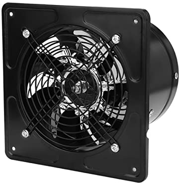 Ventilador de escape montado en la pared 190 mm 40 W 220 V Bajo nivel de ruido Súper silencioso Hogar Baño Cocina Ventilación Garaje Ventilación de aire Ventila Extractor axial de flujo(Negro)