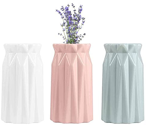 SZM09P1 Decorative Vase Set 3 Stück Ornament Blumenvase Kunststoff Vasen für Blumen Modern Tischdeko Nordic Blumenvasen Innen Schlafzimmer Wohnzimmer Balkon Küche Büro Hochzeit Dekoration