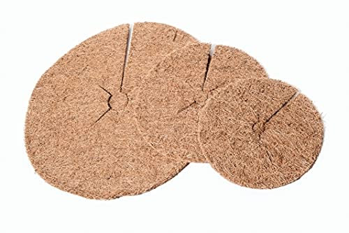 Novatool Kokos-Matte Ø 25cm Pflanzen-Scheibe mit Loch Kübelabdeckung Pflanzenschutz für Topfpflanzen Winterschutz-Pflanze Abdeckscheibe Frostschutz Kälteschutz für Pflanzen und Bäume