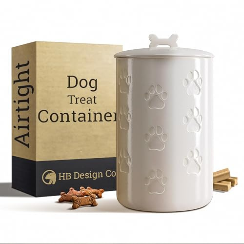 Dog Treat Container Airtight, 5W x 9H, Ceramic 7 Cups Big Treats Canister