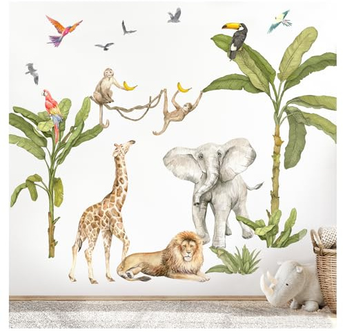 Grandora XXL Wandsticker Set Safari Baum Tiere Wandtattoo für Kinderzimmer DL763-2