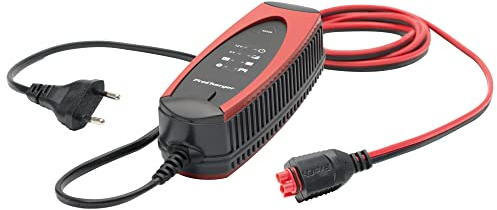 ProCharger 1.000 Batterieladegerät Motorrad & Auto, Intelligentes Ladegerät, 6-12V 1A, Diagnose- & Pflegegerät, Test- & Entsulfatierungsfunktion, Automatische Ladestromanpassung Rot/Schwarz