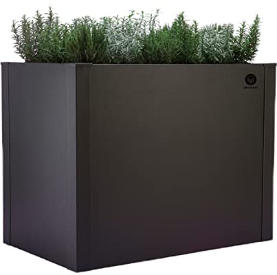 deinbeet Design-Hochbeet aus Aluminium-Metall, 150x60 cm und 150x100 cm, 8 Farben, Made in Germany (Anthrazit, 150 x 100 x 77 cm)