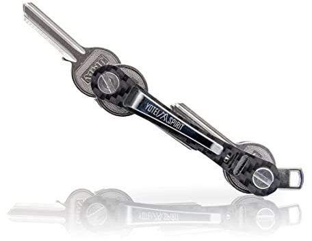 Yotei Spirit® Organizador Llaves – Porta Llaves de Bolsillo con Key Holder – Llavero Compacto hasta 14 Llaves (Fibra de Carbono)