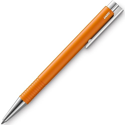 LAMY logo M+ Kugelschreiber 204 aus bruchfestem Kunststoff in der Farbe apricot matt mit verchromter Spitze und Drücker, inkl. Großraummine LAMY M 16 Strichbreite M in schwarz