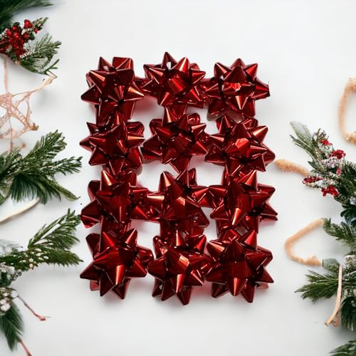 GMM Coccarde X Geschenk, Schleifen für Weihnachtsgeschenke, Schleifen für Geschenkverpackungen, selbstklebend, dekorative Sterne für Weihnachten, Valentinstag und jeden Jubiläum, Durchmesser 4,5 cm