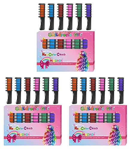 MSDADA Hair Chalk Comb for Girls 3 Pack - Temporary Washable Hair Color Dye Paint Teen Girl Gift Hair Stuff Accessories Kit