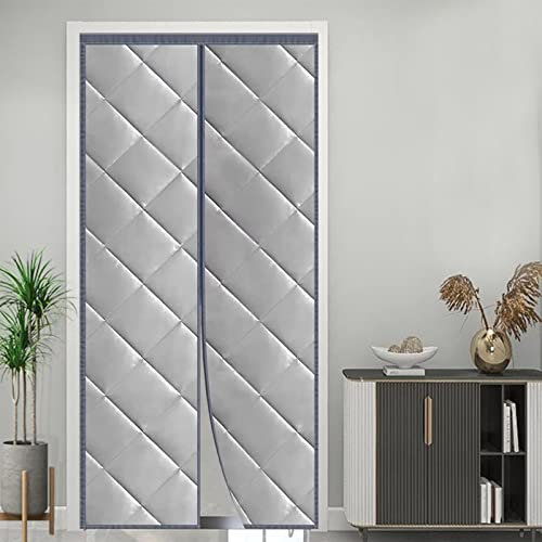 ZAAHII Türvorhang, wärmeisolierend, kälteisolierend, Türvorhang, Verdickung für den Winter, aus Baumwolle, magnetisch, schalldämmend (Grau, 150 W x 220 H)