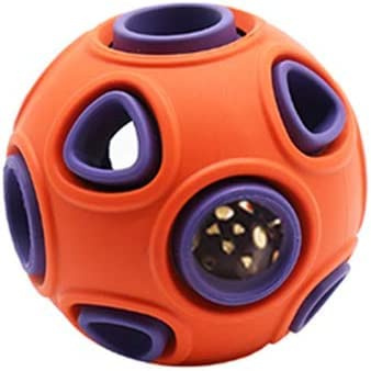 Andiker Hundeball, Hunde-interaktives Spielzeug mit Ring, Glocke, Spielzeug, Hunde-Gummibälle, Hüpfball, Haustierspiel, Puzzle-Ball, bissfestes Spielzeug für Haustier-Kauspielzeug (L, orange)