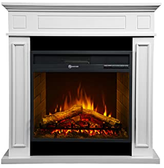 JEFFERSON Elektrisk kamin golvkamin trä vit L 89,5 x H90,5 x D 28