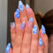 24Pcs Press on Nails - Fake Nails Blue Whirlpool Love Heart Design Wearable Nail Arts - For Women Girls DIY Removable False Nails Art (Blue with Heart & Flower)