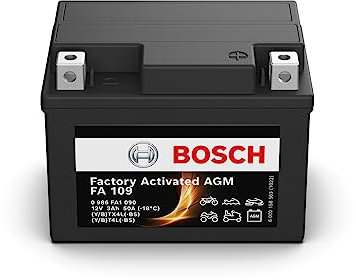 Bosch FA109 - Batteria AGM per motocicli - 12V 50A 3Ah - Adatta per moto, motociclette, enduro, scooter, quad, moto d'acqua - Compatibile M6001, BTX4L-BS, BTX4L, BT4L-BS, BT4L
