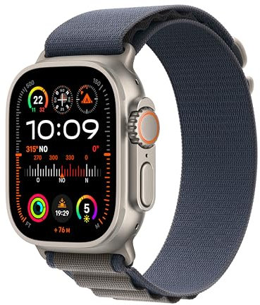 Apple Watch Ultra 2 [GPS + Cellular] Smartwatch con Caja de Titanio Resistente de 49 mm y Correa Loop Alpine Azul - Talla M. Monitor de entreno, GPS de Alta precisión, botón Acción, Neutro en Carbono