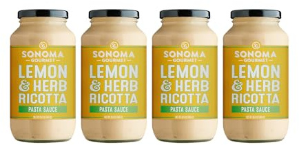 Lemon Herb Ricotta Pasta Sauce | No-Sugar Added | Fresh Ingredients | 25 Ounce Jars (Pack of 4)