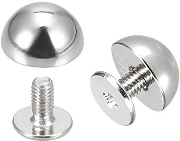 QUARKZMAN Rivetti a Vite 10x5mm Rivette a Punta Rotonda Tono Argento 6 Set | Rivetti per Cuoio in Pelle, Vite di Rilegatura, per Borse in Pelle Fai-Da-Te Cinture Artigianato