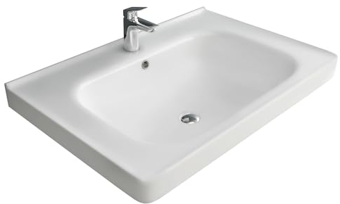 Alpenberger Waschbecken 65 cm Breit | Gäste WC & Badezimmer | Waschtisch Eckig | Hängewaschbecken Wandmontage | Handwaschbecken mit Nano | Bathroom Sink für Moderne Waschplätze