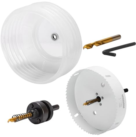 Mollom 6-1/4 (159mm) HSS M42 8% Cobalt Bi-Metal Hole Saw with Dust Bowl | For Recessed Lights Can Lights, 2 Pilot Drill Bits & Mandrel Cutting for PVC,Drywall,Wood,Plastic,Gypsum Board,Metal