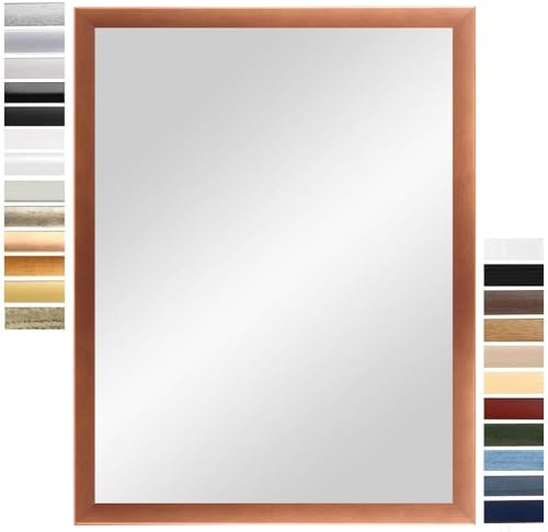 PrimeLuxe Wandspiegel 15 x 20 cm (Außenmaß) in Kupfer Braun | Farbe und Größe wählbar | Ganzkörperspiegel | Bad & Flur Spiegel | mit Holz Rahmen | Made IN Germany