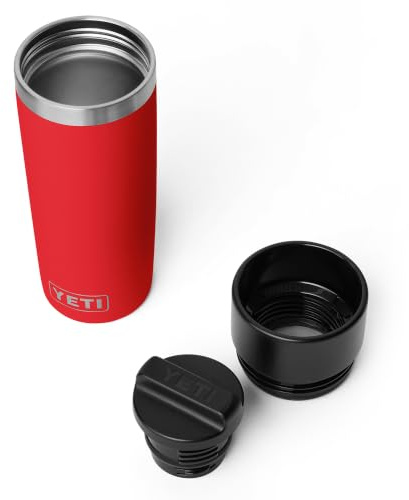 YETI Rambler Travel Bottle, Vacuum Insulated Stainless Steel Coffee Flask with Leakproof Hotshot Commuter Cap, Rescue Red, 16 oz (473 ml)