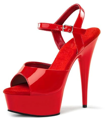 Denova's Sandalias de tacón alto con plataforma de tacón alto para mujer, color negro, rojo, blanco, rosa, fucsia, talla 5-12 de EE. UU