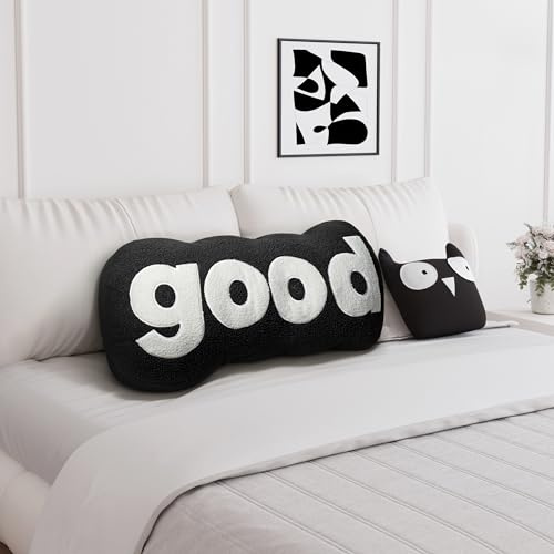 Johnear Good Alphabet Rückenlehnenkissen,Plüsch Buchstaben Kissen,Rückenkissen Bett,Lesekissen für Bett, Rückenlehne Bett Kissen,Ideal zum Lesen,Fernsehen,Faulenzen oder als Rückenstütze (Schwarz)