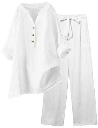 Vestido Peto Mujer para Mujer, Blusa de Pierna Ancha, Bolsillos, Pantalones elásticos, Conjuntos Casuales con Cuello en V, Camisa, Pantalones, Moda Urbana Mallas Deporte Talle