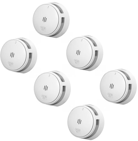 SAVS S10-W Funkvernetzter Rauchmelder - RF Rauchwarnmelder Vernetzt - 10 Jahre Batterie - Feuermelder – Funkrauchmelder - Optional WLAN - Magnetische Montage ohne Bohren – Weiß - 6er Set