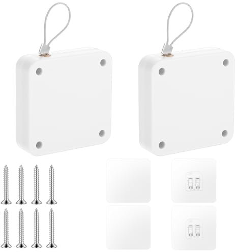 2Pcs Automatic Screen Door Closer Punch-Free Storm Door Closer with Steel Drawstring,1000g Sliding Auto Door Closer, Door Springs to Close Door for Home, Bathroom, Bedroom, Study Room