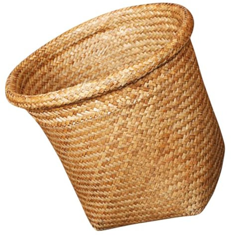 TINEASUR Panier De Rangement Paille Tressé Rond Pour Étagères Décoratives Et Organisation De Déchets Comme Bac De Rangement