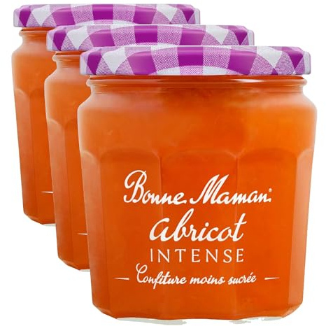 Bonne Maman - Confiture Abricot Intense - Riche en Fruits et moins sucrée - 335g. (Lot de 3)