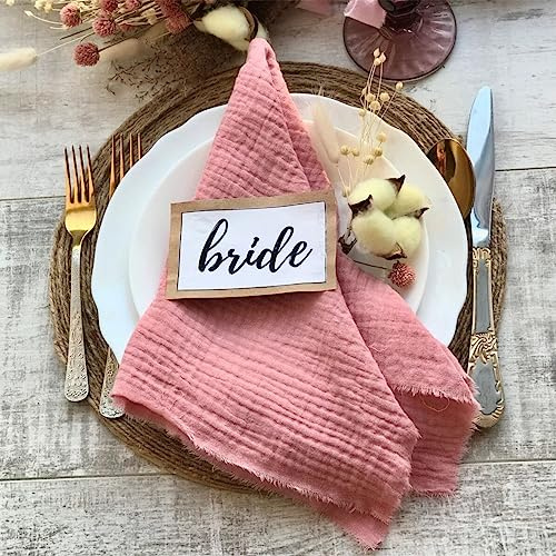 SYSUII 12 Stück Stoffservietten Baumwolle Musselin Servietten Stoff Tischservietten 43x43 cm Abwaschbare Servietten Tischdekoration für Partys Hochzeit Geburtstag Cafe Restaurant Küche-Rosa