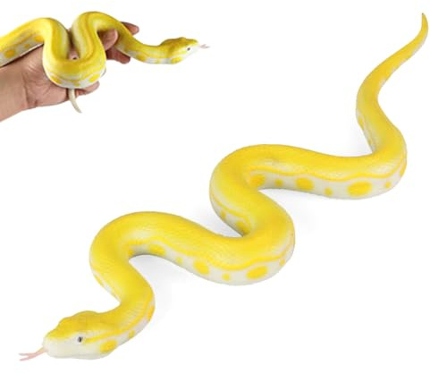 PHIEZC Serpents artificiels, Serpents en Caoutchouc, Jouets pour Serpents, Crotales, Accessoires de Jardin répulsifs pour Oiseaux/Chats, Accessoires de farces d'halloween (Python)
