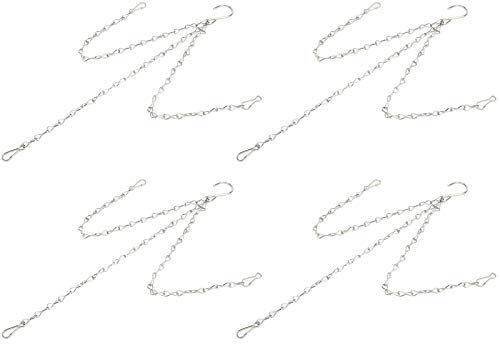 Fdit 3 Strand Stainless Steel Hanging Chain with Flower Pot Hooks, 4 Pieces Replacement Plant Hanger, Suitable for Wind Chimes