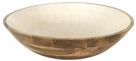 HOME DECO FACTORY, KA0652, Saladier en manguier Naturel, Design élégant et Polyvalent, idéal pour salades et Plats variés, diamètre 33 cm, Couleur Marron Beige