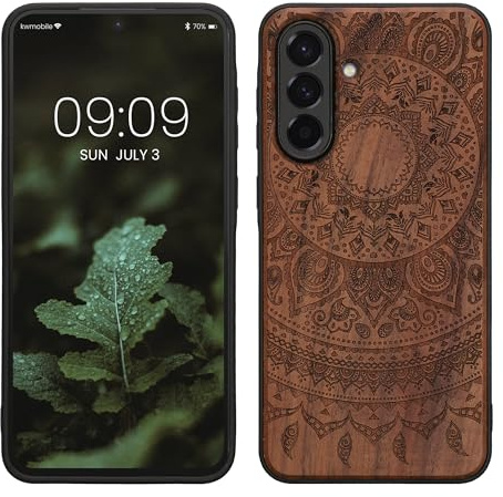 kwmobile Housse Compatible avec Samsung Galaxy A56 5G Coque - Étui de Protection Rigide Antichoc avec Cadre en TPU - Brun foncé