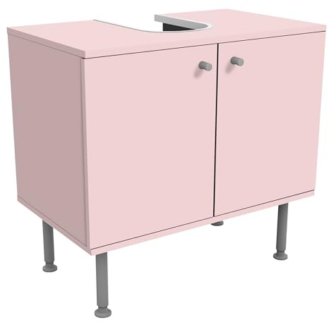 micasia Waschbeckenunterschrank 2 Türen Motiv höhenverstellbar mit Füßen - 60er Breite - originell Unifarben Unterschrank rosa Bad Gäste WC Möbel mit Motiv 1863